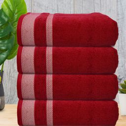 Athom Living Maroon 3 Pieces Cotton 500 GSM Bath Towels-image-41
