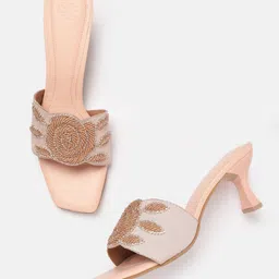 House of Pataudi Floral Sequin Embellished Kitten Heels-picture-55