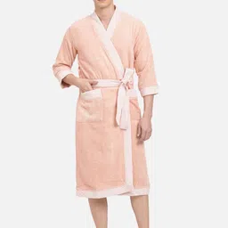 SPACES Unisex Pure Cotton 400 GSM Bath Robe with Fabric Belt-27