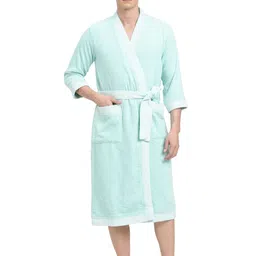 SPACES Unisex Pure Cotton 400 GSM Bath Robe with Fabric Belt-image-49