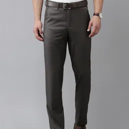 Van Heusen Men Custom Regular Fit Mid-Rise Plain Woven Flat-Front Formal Trousers-picture-13
