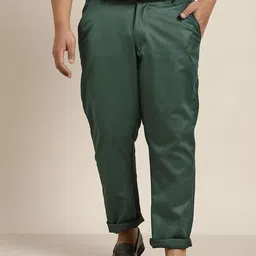 SOJANYA PLUS Men Green Smart Regular Fit Chino Trousers-image-58