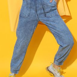 Tokyo Talkies Women Blue Heavy Fade Stretchable Jogger-image-28