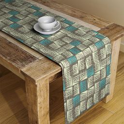 Alina decor Beige & Blue Digitally Printed Table Runner-28