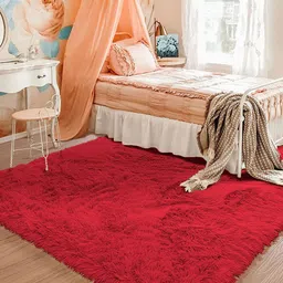 LUXEHOME INTERNATIONAL Marino Brown Fuxe Fur Polyester Anti-Skid Carpet-17