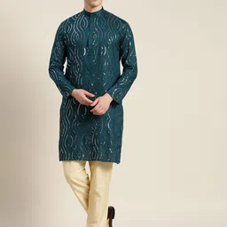 SOJANYA Men Quirky Embroidered Sequinned Kurta-6