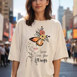 DressBerry Typography Printed Round Neck Drop-Shoulder Sleeves Oversized Cotton T-shirt-image-86