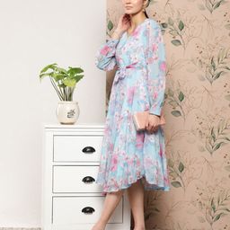 Janasya Floral A-Line Georgette Midi Dress-image-83
