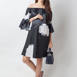 Blush 9 Maternity Printed Satin Maternity Fit & Flare Dress-image-39