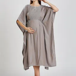 DUMMY SHAPE Women Embroidered Thread Work Floral Maternity Kaftan Kurta-image-56