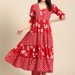 anayna Ethnic Motifs Printed Tiered Kurta with Palazzos-22