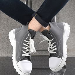 Kook N Keech Men Grey And White Comfort Insole Sneakers-picture-5