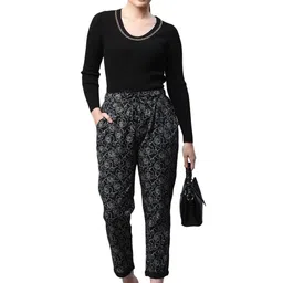 Global Republic Woman Printed Floral High Rise Trousers-image-72