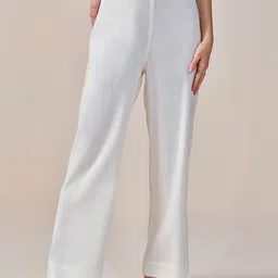 AND Women Mid-Rise Plain Straight Fit Parallel Trousers Trousers-image-33