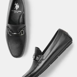 U.S. Polo Assn. Men Textured Patent Leather Driving Shoes-image-4