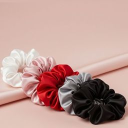 Mueras Set of 5 Satin Silk Scrunchies Hair Accessories-19