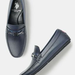 U.S. Polo Assn. Men Textured Patent Leather Driving Shoes-image-3