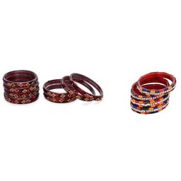 SOMIL Set Of 12 Glass Artificial Stones & Beads Bangles-picture-38