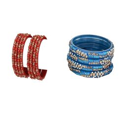 SOMIL Set Of 12 Glass Artificial Stones & Beads Bangles-picture-23