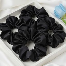Mueras Set of 4 Satin Silk Scrunchies Hair Accessories-19