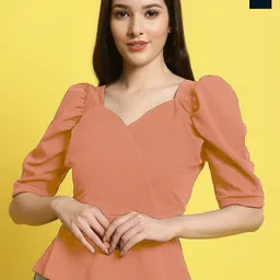 Metronaut Women Pack Of 2 Sweetheart Neck Puff Sleeves Crop Top-picture-11