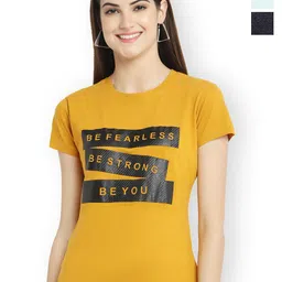 Fabflee Women Multicoloured 3 Printed Extended Sleeves T-shirt-image-57