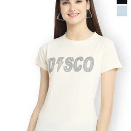 Fabflee Women Multicoloured 3 Printed Extended Sleeves T-shirt-image-88