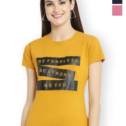 Fabflee Women Multicoloured 3 Printed Extended Sleeves T-shirt-image-95