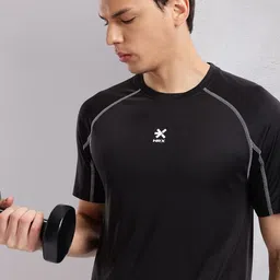 HRX by Hrithik Roshan Contrast Stitches Raglan Sleeves Rapid-Dry Training T-shirt-image-62