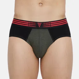Van Heusen Men Olive Melange W Pure Black Solid Anti Bacterial Colour Fresh Brief-image-77