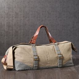 Mona B Brown Cotton Canvas Travel Bag with Stylish Design-49