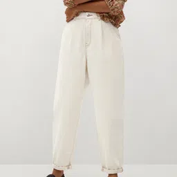 MANGO Women Off-White High-Rise Clean Look Cropped Design Sustainable Slouchy Jeans-image-31