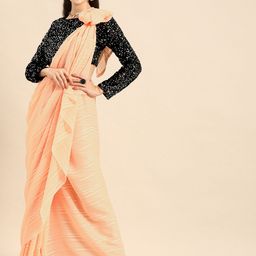 Sangria Peach-Coloured Striped Saree-image-78