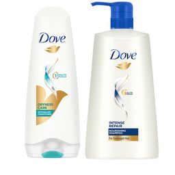 Dove Hair Therapy Intense Repair Shampoo 650ml & Dryness Care Detangling Conditioner 175ml-49