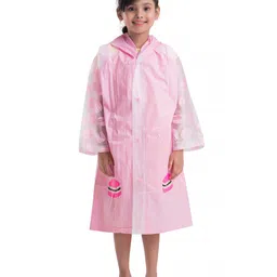 Yellow Bee Girls Printed Hooded Waterproof Rain Jacket-image-39