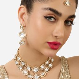Zaveri Pearls Gold-Plated Stones-Studded Jewellery Set-23