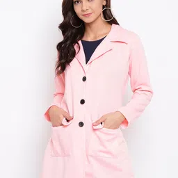 Belle Fille Women Peach-Coloured Solid Tailored Jacket-image-92