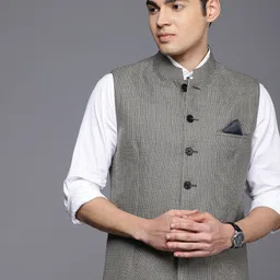 Theme Regular Fit Pure Wool Nehru Jacket-6