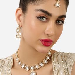 Zaveri Pearls Gold Plated Stones Studded Jewellery Set-image-73
