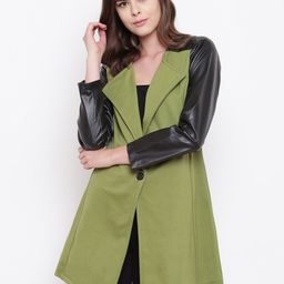 Belle Fille Women Green Solid Longline Tailored Jacket-28