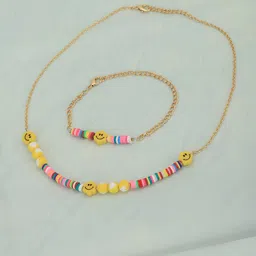 Carlton London Gold-Plated Smiley Beaded Jewellery Set-image-99