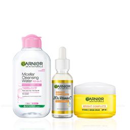 Garnier Micellar Cleansing Water 125ml + Bright Complete Serum 30ml + Day Cream 45g-35