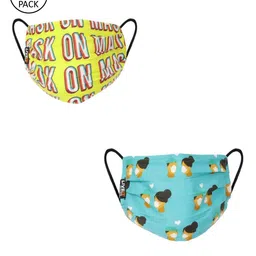 LIVE IT SAFE Unisex Pack Of 2 Printed 4-Ply Cotton Reusable Anti-Pollution Cloth Face Masks With Nano Technology-12