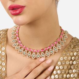 Zaveri Pearls Gold-Plated AD Stone Studded & Beaded Jewellery Set-image-25