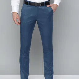 DENNISON Men Blue Solid Smart Auto Fit Waist Formal Trousers-image-75