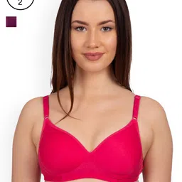 Komli Pack of 2 Non-Wired Lightly Padded T-shirt Bras K9511-2PC-DPK-MG-image-43