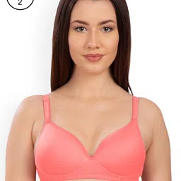 Komli Pack of 2 Non-Wired Heavily Padded T-shirt Bras K915-2PC-CRL-image-45