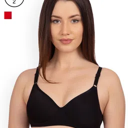Komli Pack of 2 Non-Wired Lightly Padded T-shirt Bras K9511-2PC-BL-RD-image-57