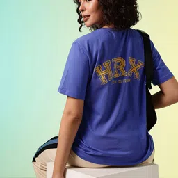 HRX by Hrithik Roshan Typography Printed Oversized Pure Cotton T-shirt-picture-0