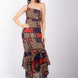 Stylecast X Hersheinbox Animal Print One Shoulder Ruffled Hem A-Line Maxi Dress-image-43
